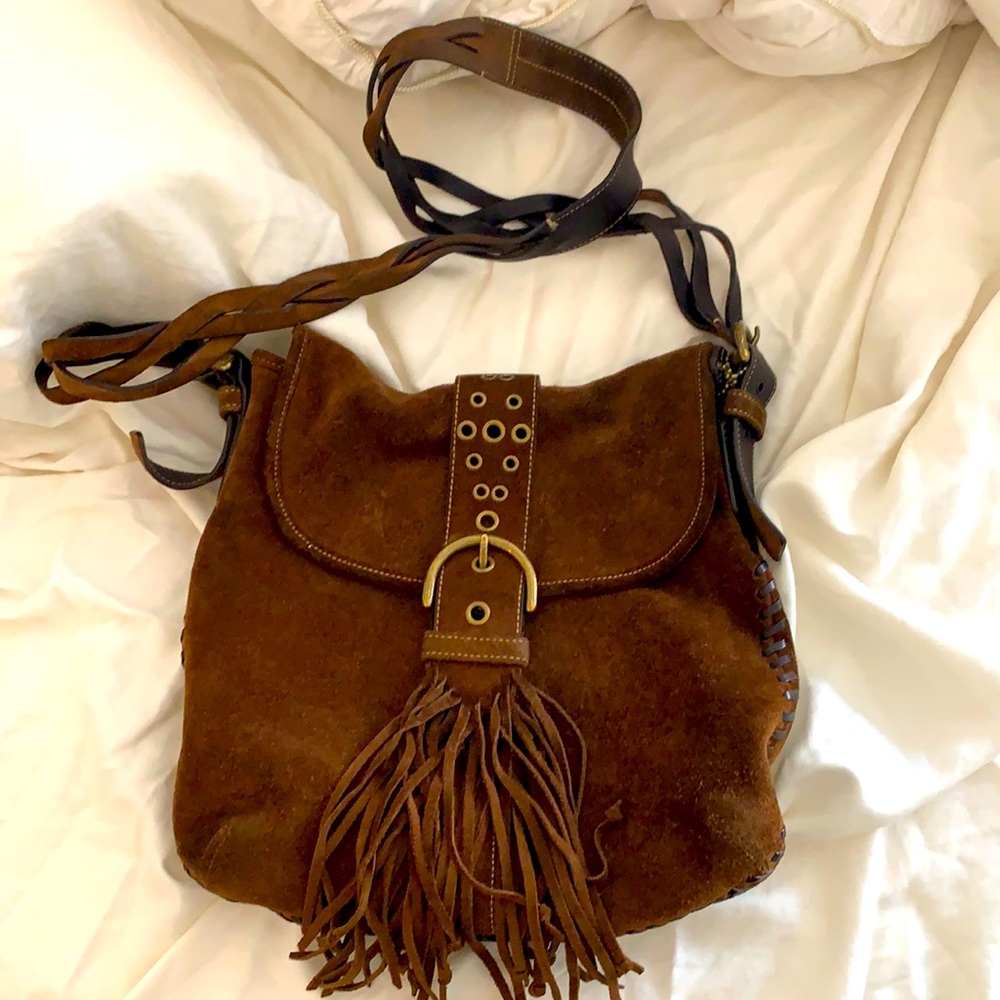 Vintage suede Coach crossbody with fringe
